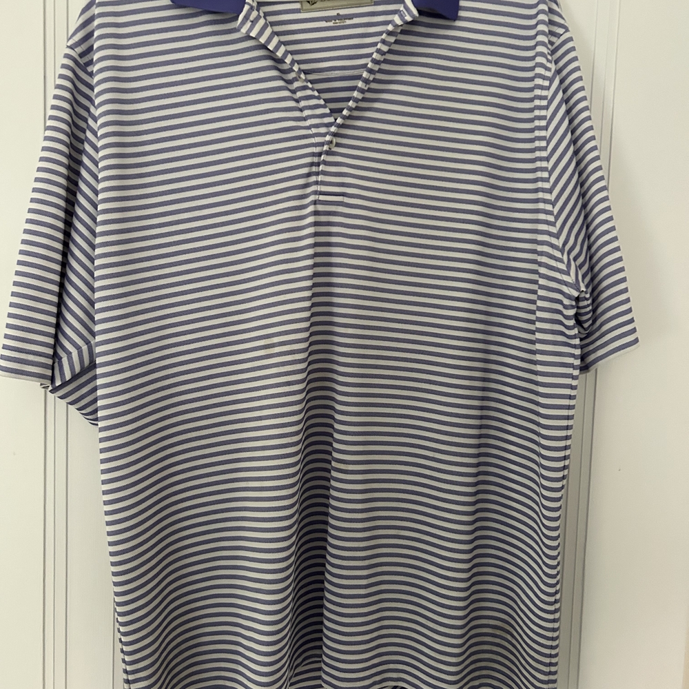 Men's Striped Polo Shirt - Blue and White